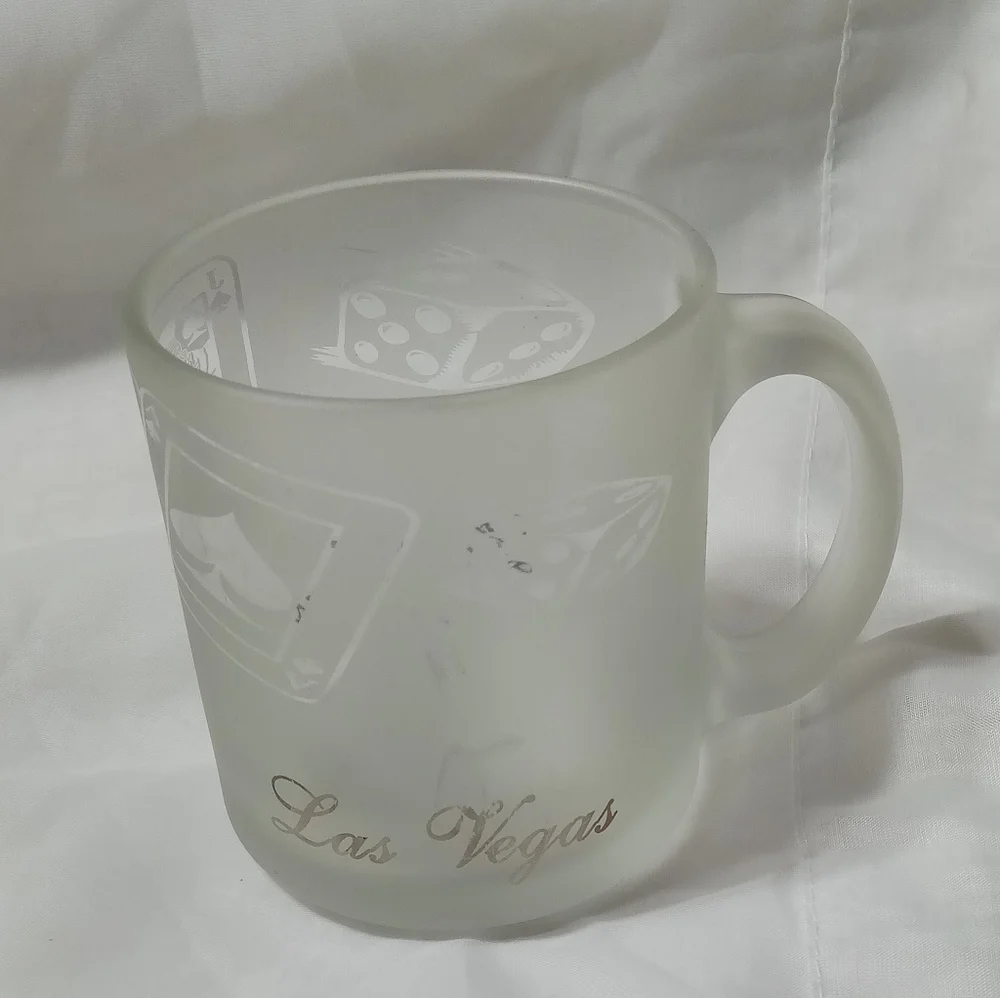 Las Vegas Dice Cards Frosted Handled Coffee Mug Cup